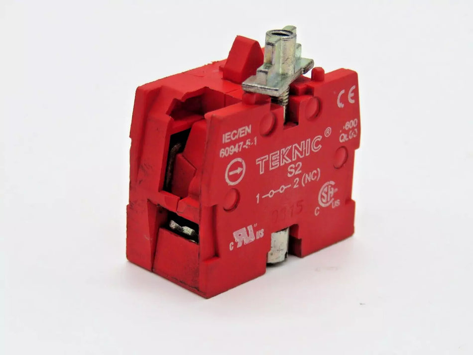 Teknic S2 IEC94751 Red Push-Button Switch Block 220V