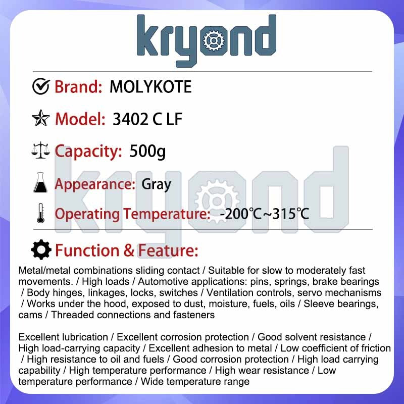 MOLYKOTE 3402-C LF Anti-Friction Coating Lubricant 500g
