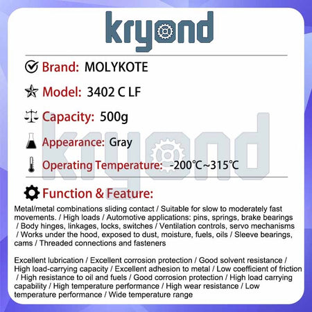 MOLYKOTE 3402-C LF Anti-Friction Coating Lubricant 500g