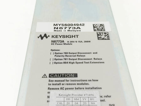 Keysight N6773A Power Supply Module 20V 15A 300W