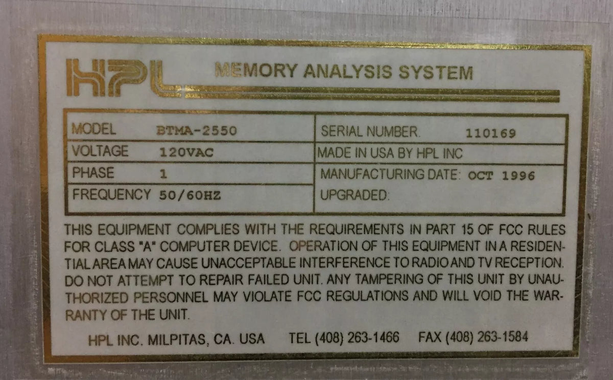 HPL BTMA-2550 Memory Analysis System