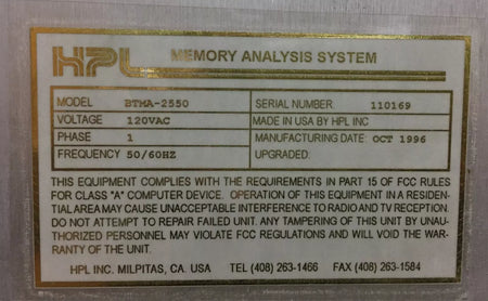 HPL BTMA-2550 Memory Analysis System
