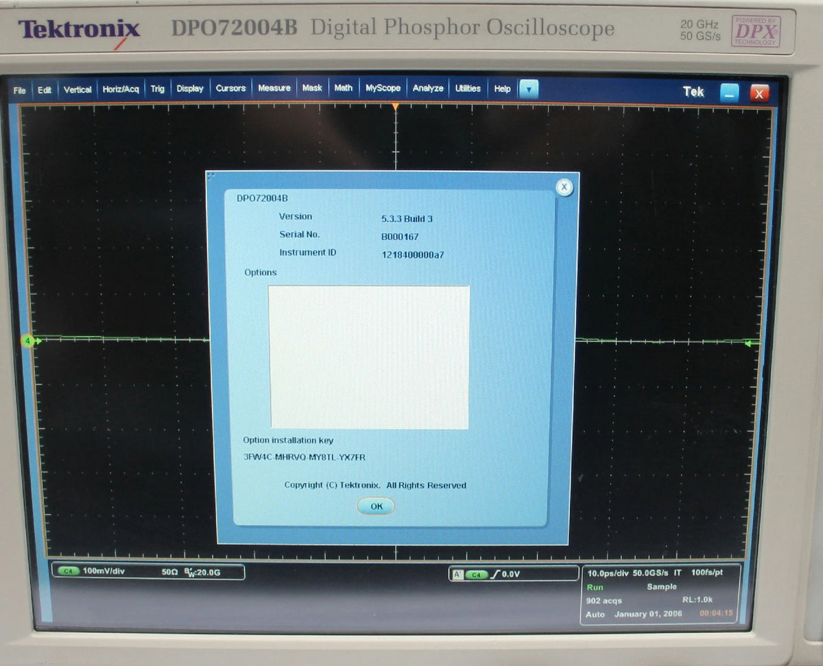 Tektronix DPO72004B 20GHz 4CH 50GSa/s Real-Time Digital Oscilloscope