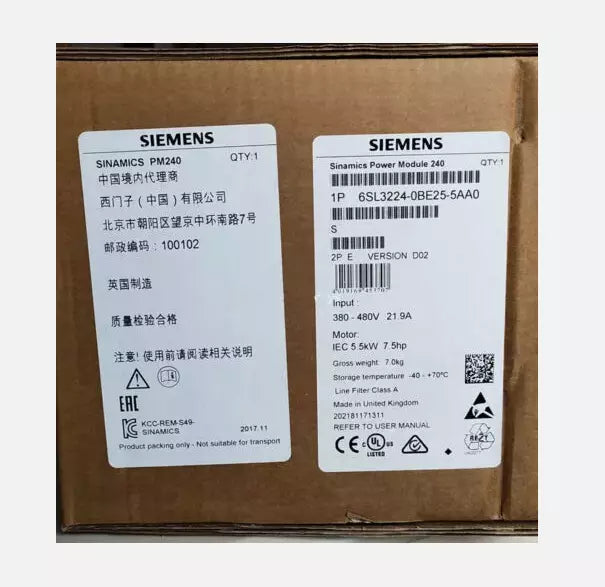SIEMENS 6SL3224-0BE25-5AA0 In Box - Expedited Shipping