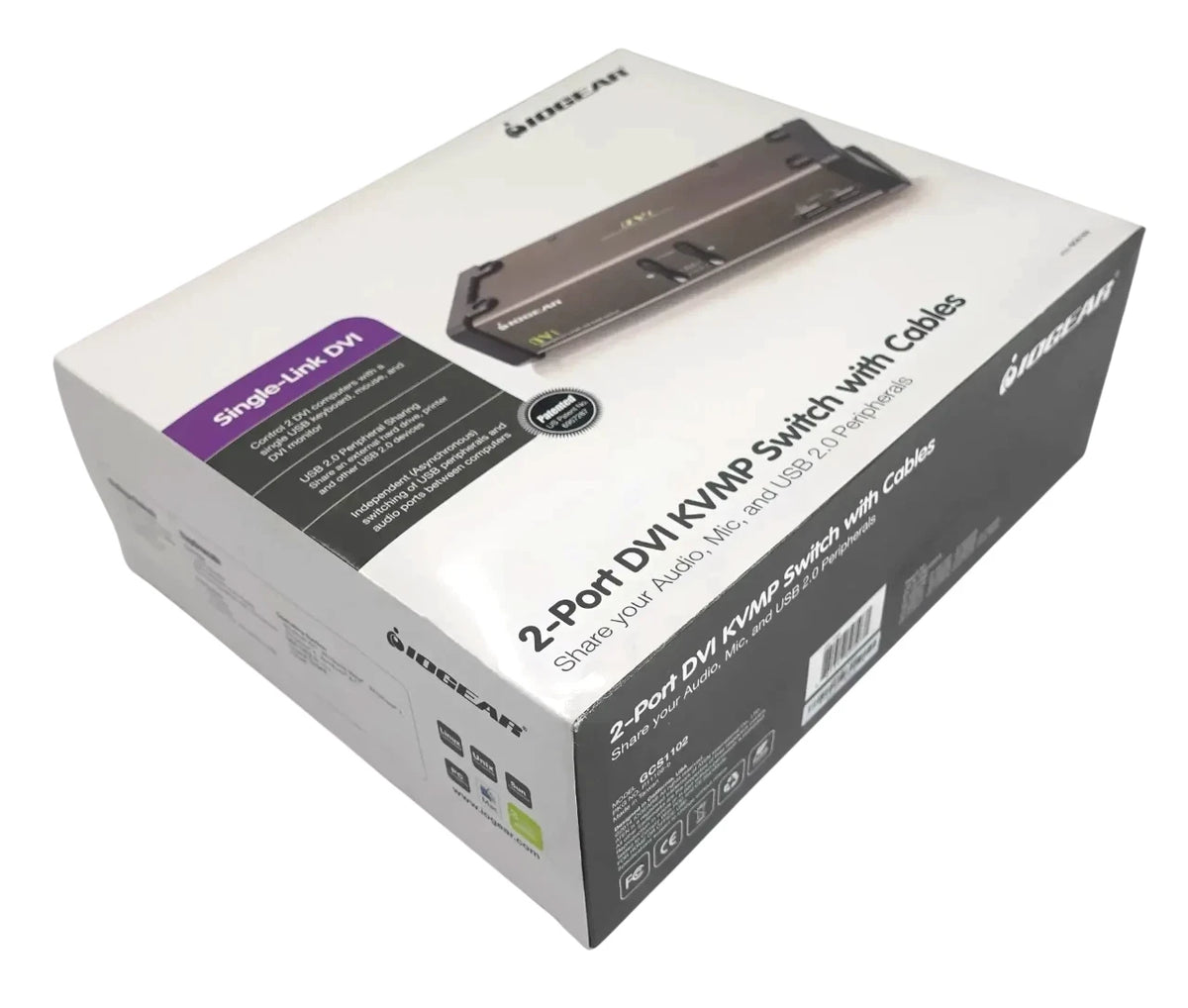 NEW - IOGEAR GCS1102 2-Port DVI KVM Switch with Cables