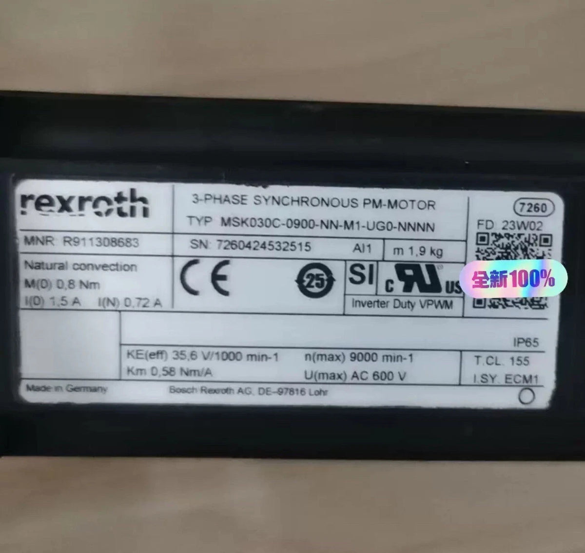REXROTH R911308683 MSK030C-0900-NN-M1-UG0-NN Motor: Features, Specifications