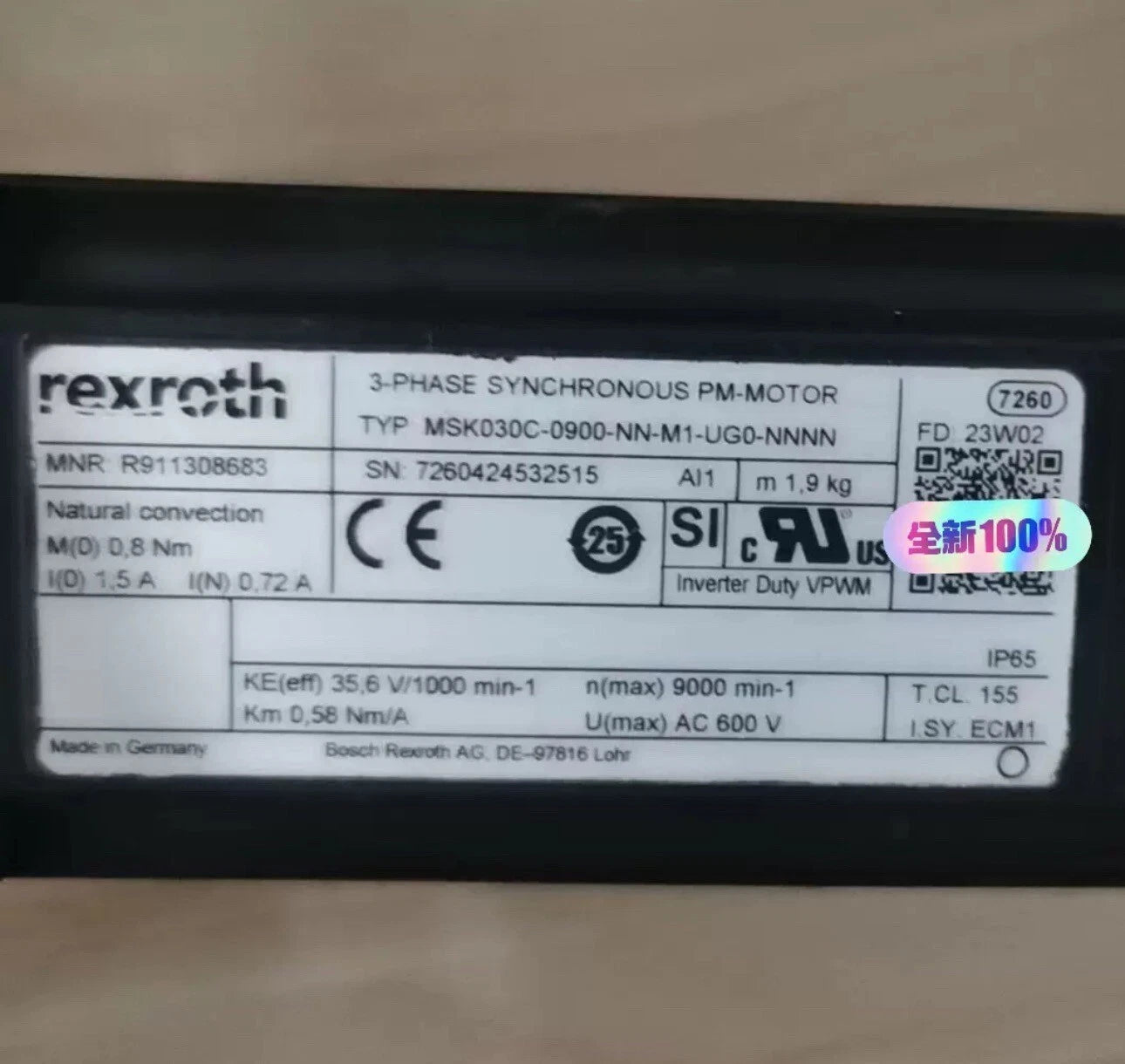 REXROTH R911308683 MSK030C-0900-NN-M1-UG0-NN Motor: Features, Specifications