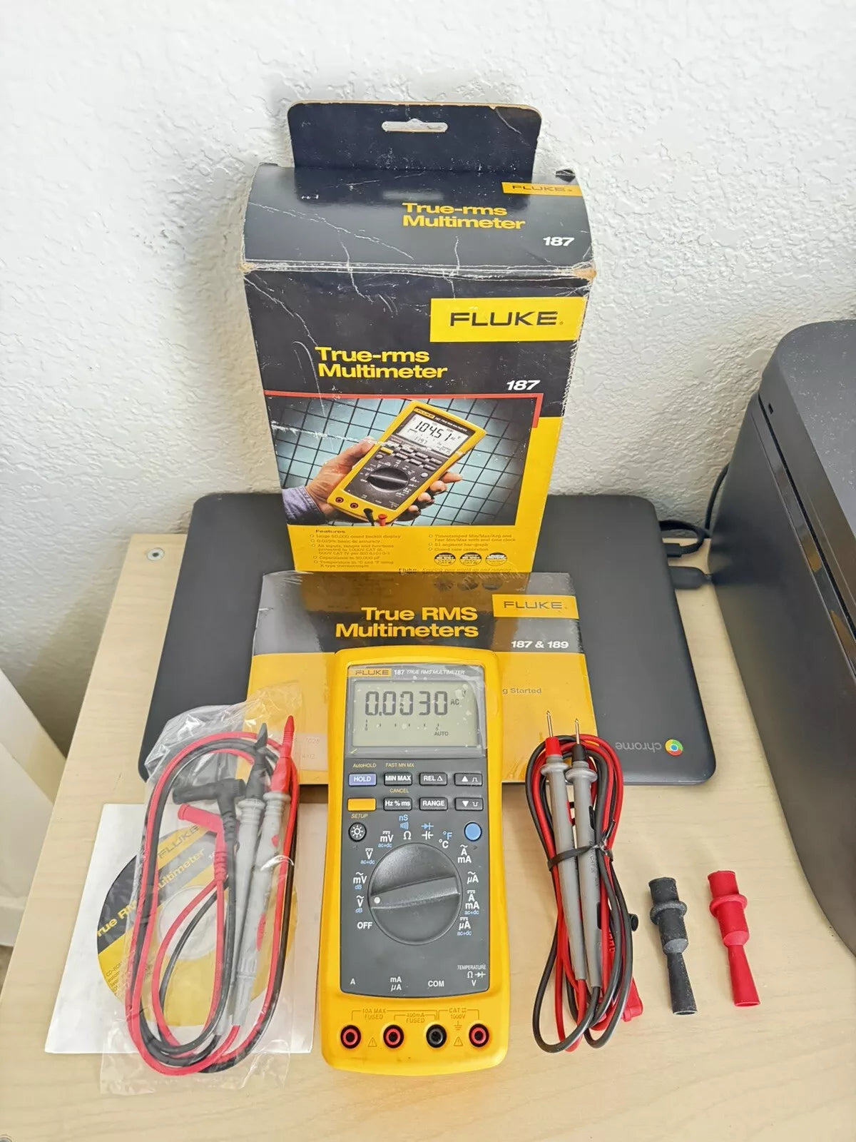 Fluke 187 True RMS Multi Meter with Leads & Calibration Certificate