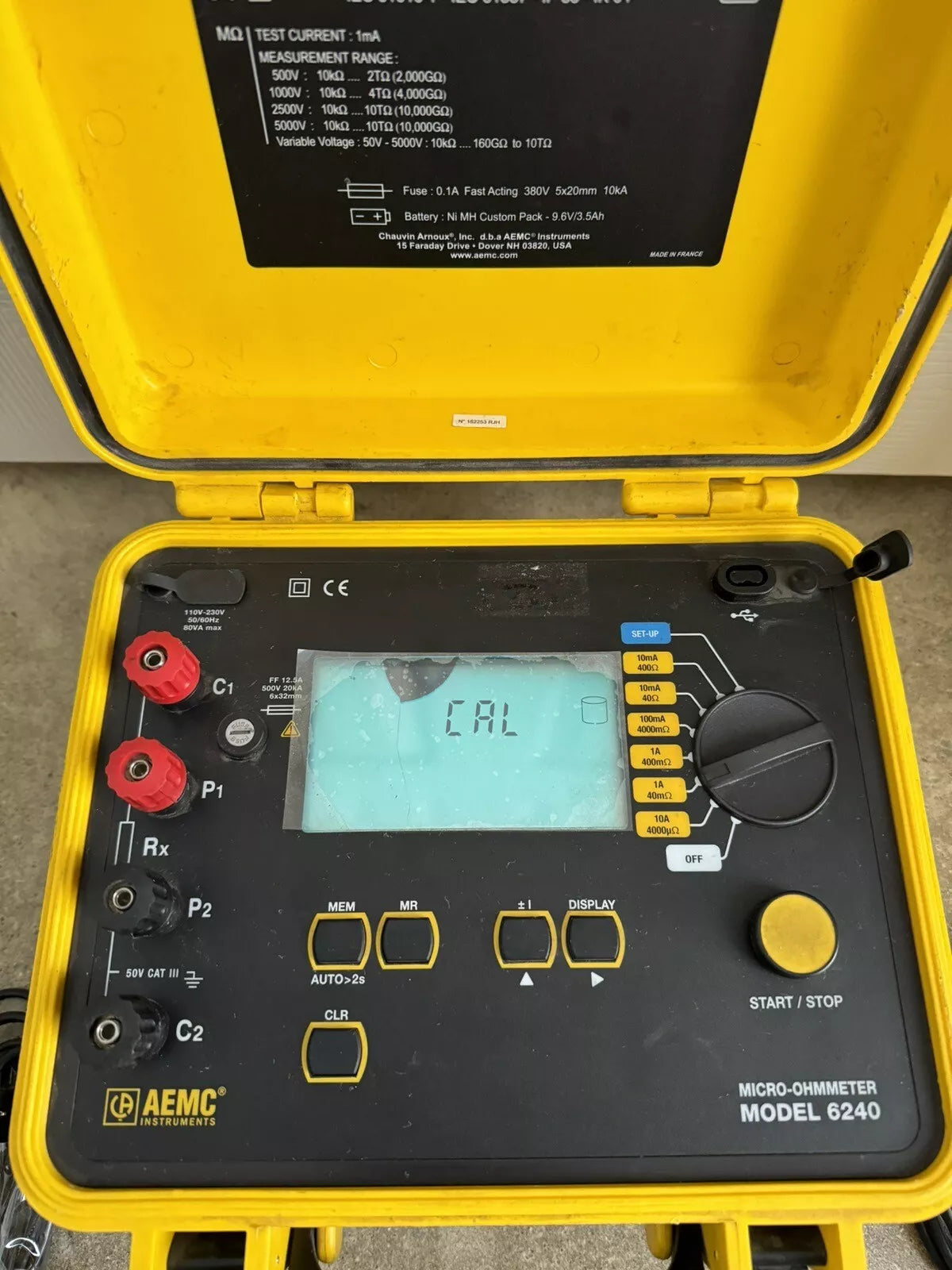 AEMC Instruments Model 6240 Micro-Ohmmeter 110V-230V 50/60Hz 80VA