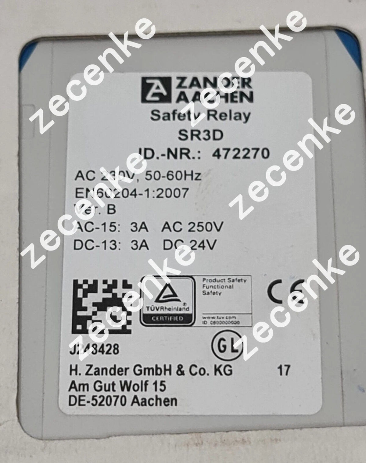 Zander Aachen SR3D Safety Relay 472270 230VAC 50-60Hz