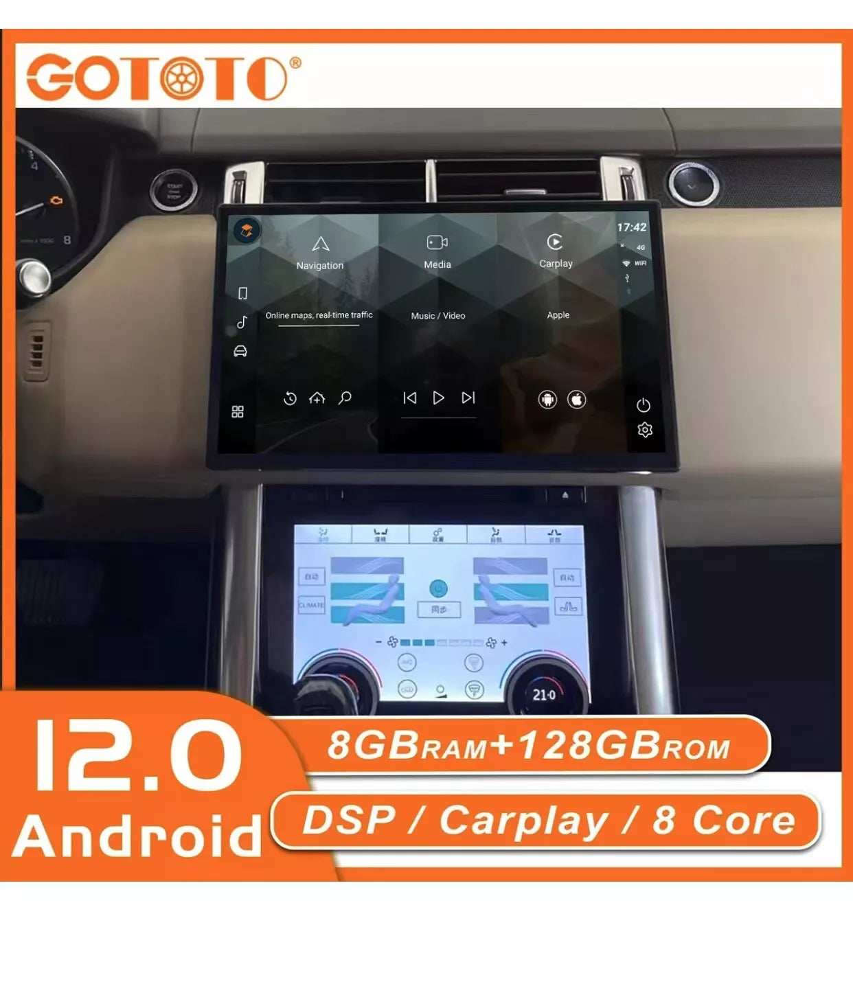 Android Car Radio 2Din Stereo for Land Rover Range Rover Sport L494 2014-2017