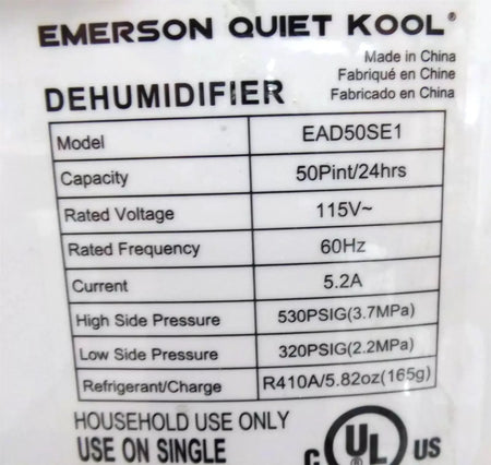 Emerson Quiet Kool EAD50SE1 50-Pint Dehumidifier - White