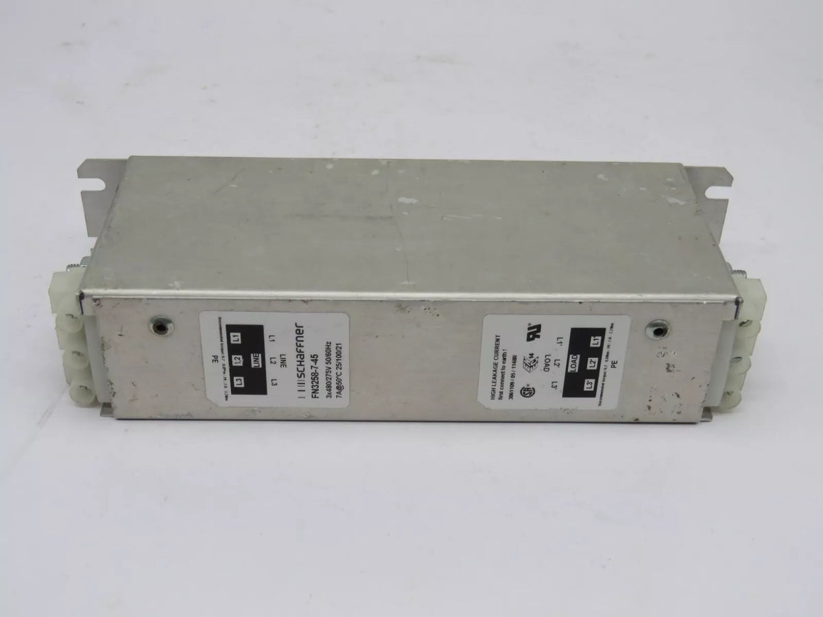 Schaffner FN3258-7-45 RFI Filter 3 Phase 7 Amp 275/480 VAC 50/60 Hz