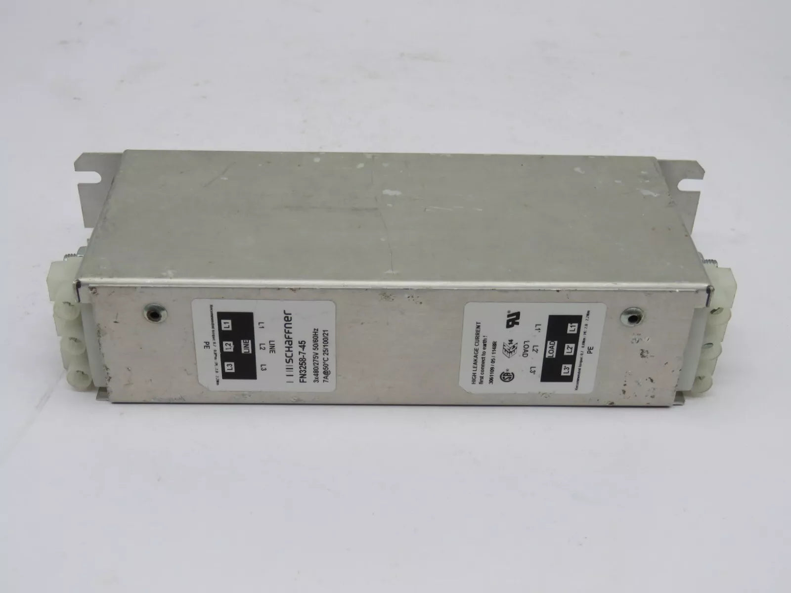 Schaffner FN3258-7-45 RFI Filter 3 Phase 7 Amp 275/480 VAC 50/60 Hz