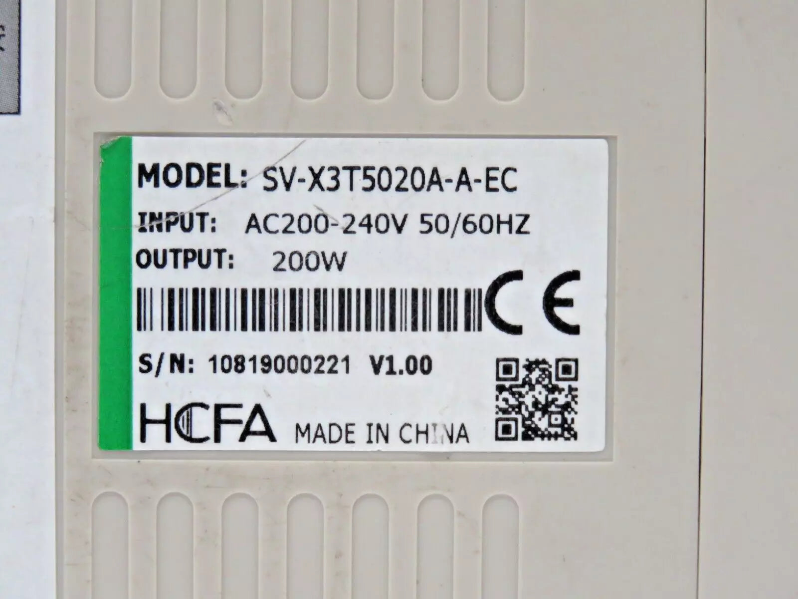 HCFA SV-X3T5020A-A-EC Servo Drive DC280-325V 200W AC200-230V Industrial Automation