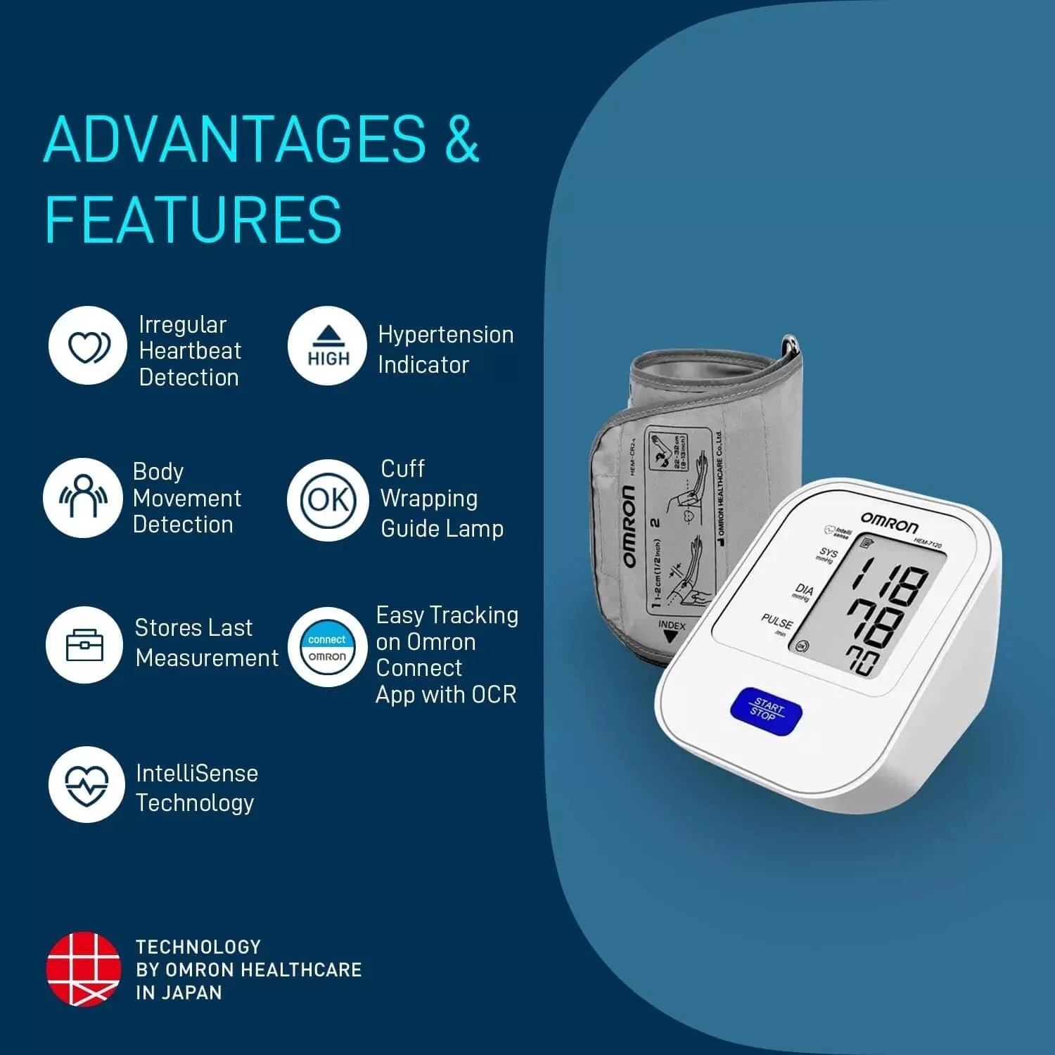 Omron HEM 7120 Digital Blood Pressure Monitor with Intellisense Technology