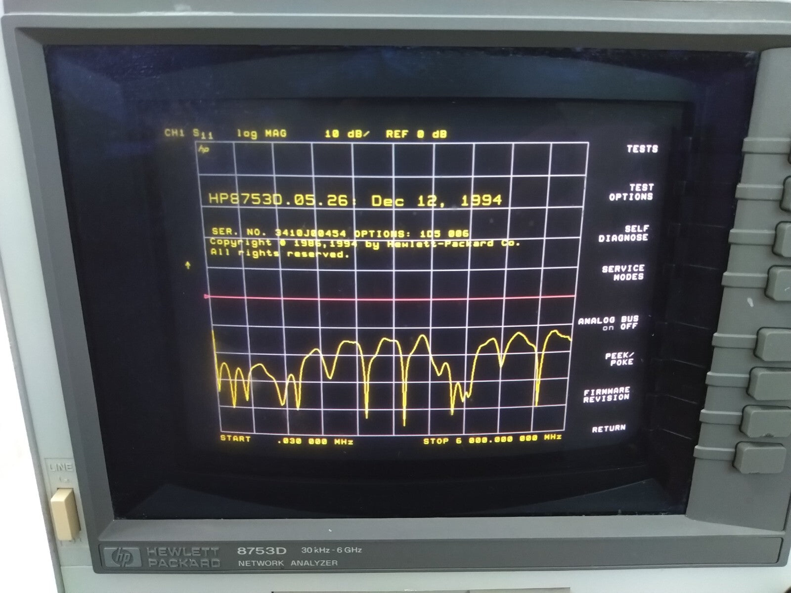 HP Agilent 8753D Network Analyzer 30kHz-6GHz w/ Opt 006, 1D5 _ 00454