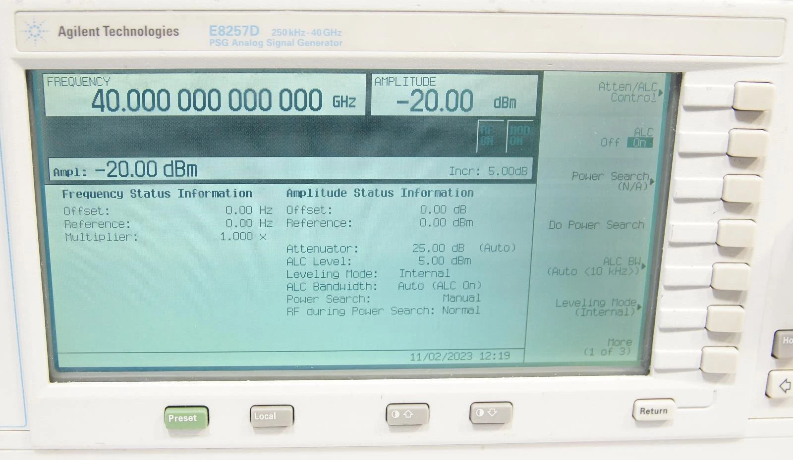 Agilent E8257D PSG 250kHz-40GHz Analog Signal Generator OPT 007 1E1 1EA 540 UNT
