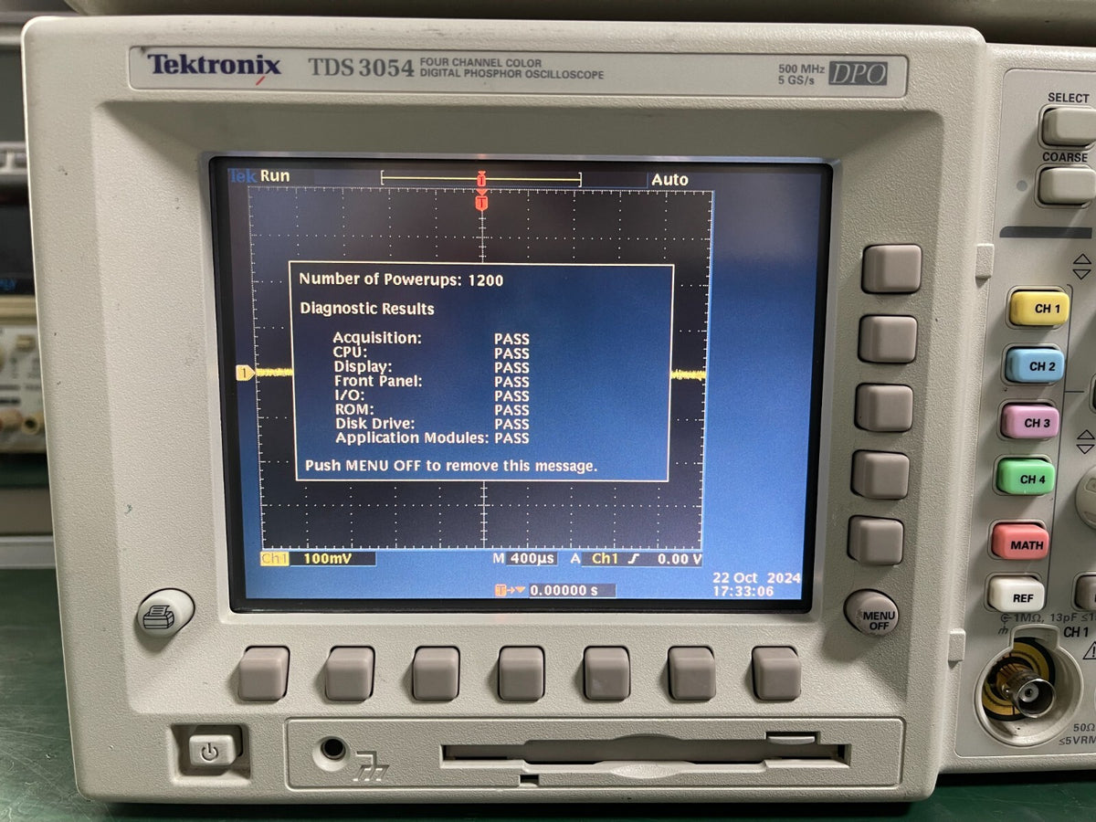 Tektronix TDS3054 Oscilloscope , 4CH , DPO , 5GSa/s , SPC Self-test PASSED_ 4296 - XG eqpt