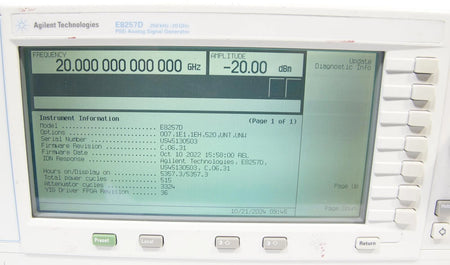Agilent E8257D PSG 250kHz -20GHz Analog Signal Generator 007 1E1 1EH 520 UNT UNW
