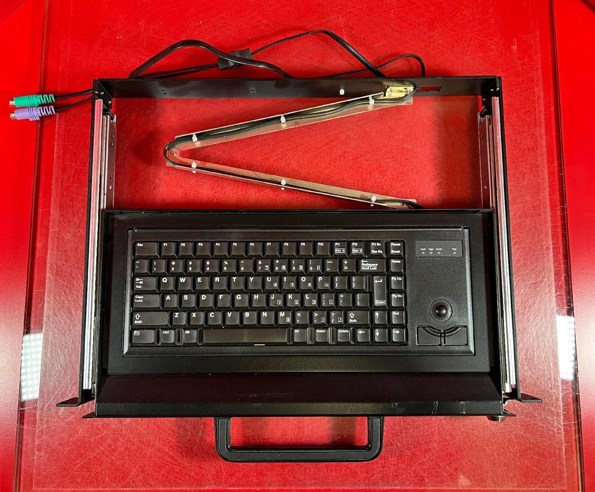 1U RKD-120 Rack Mount Keyboard Drawer with Cherry Keyboard & Trackball US-BLK
