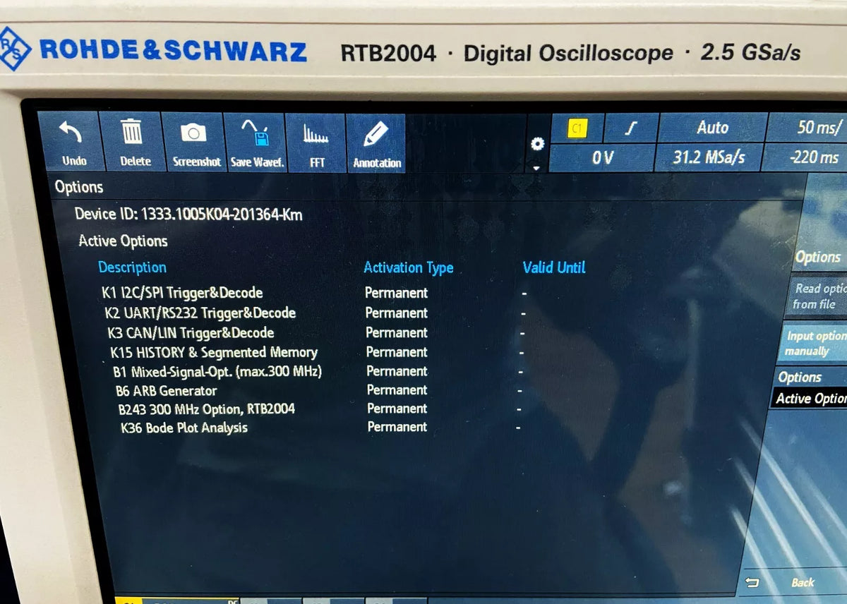 Rohde & Schwarz RTB2004 Digital Oscilloscope 300Mhz / 2.5Ghz 4Ch. HV Probe