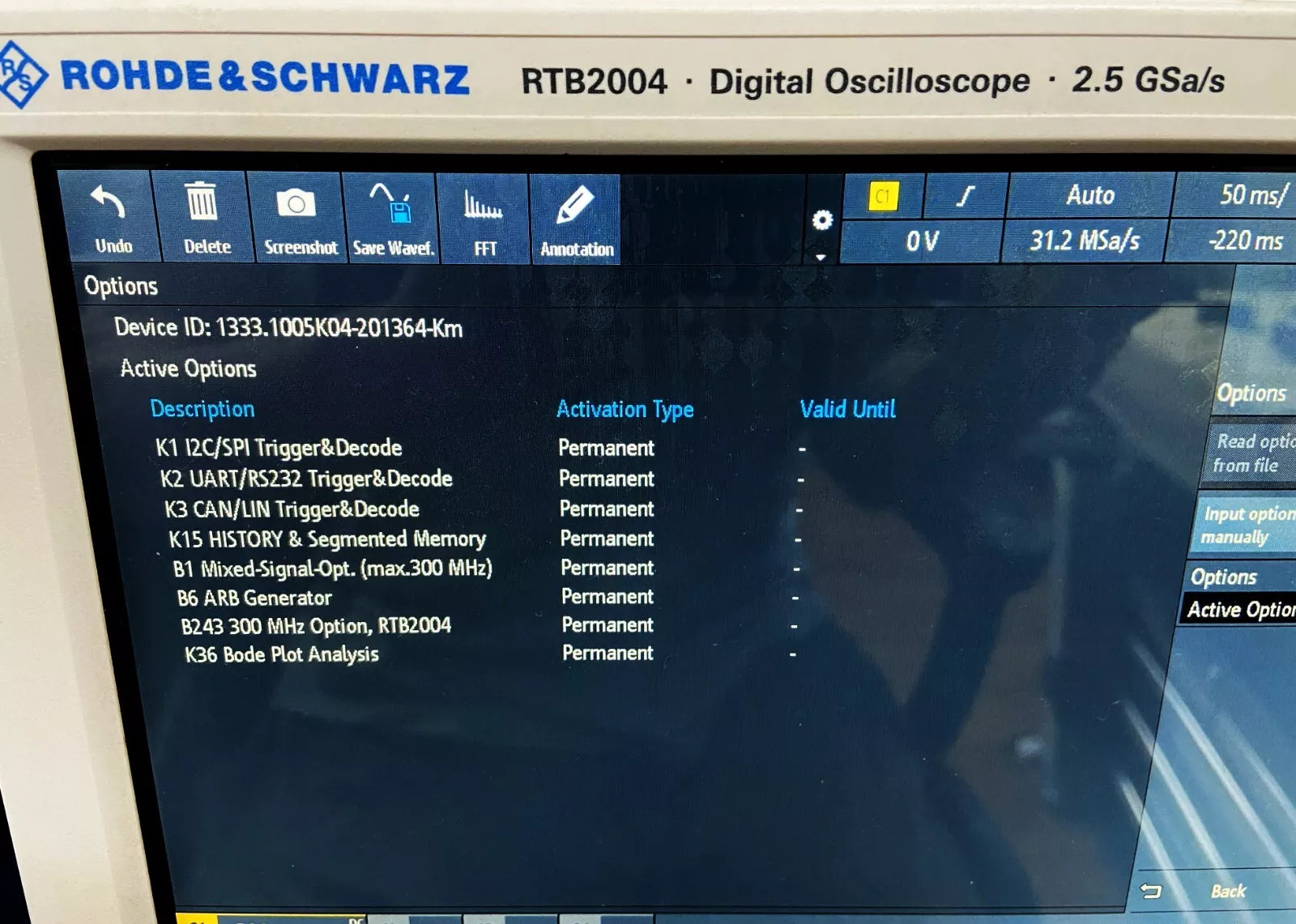 Rohde & Schwarz RTB2004 Digital Oscilloscope 300Mhz / 2.5Ghz 4Ch. HV Probe