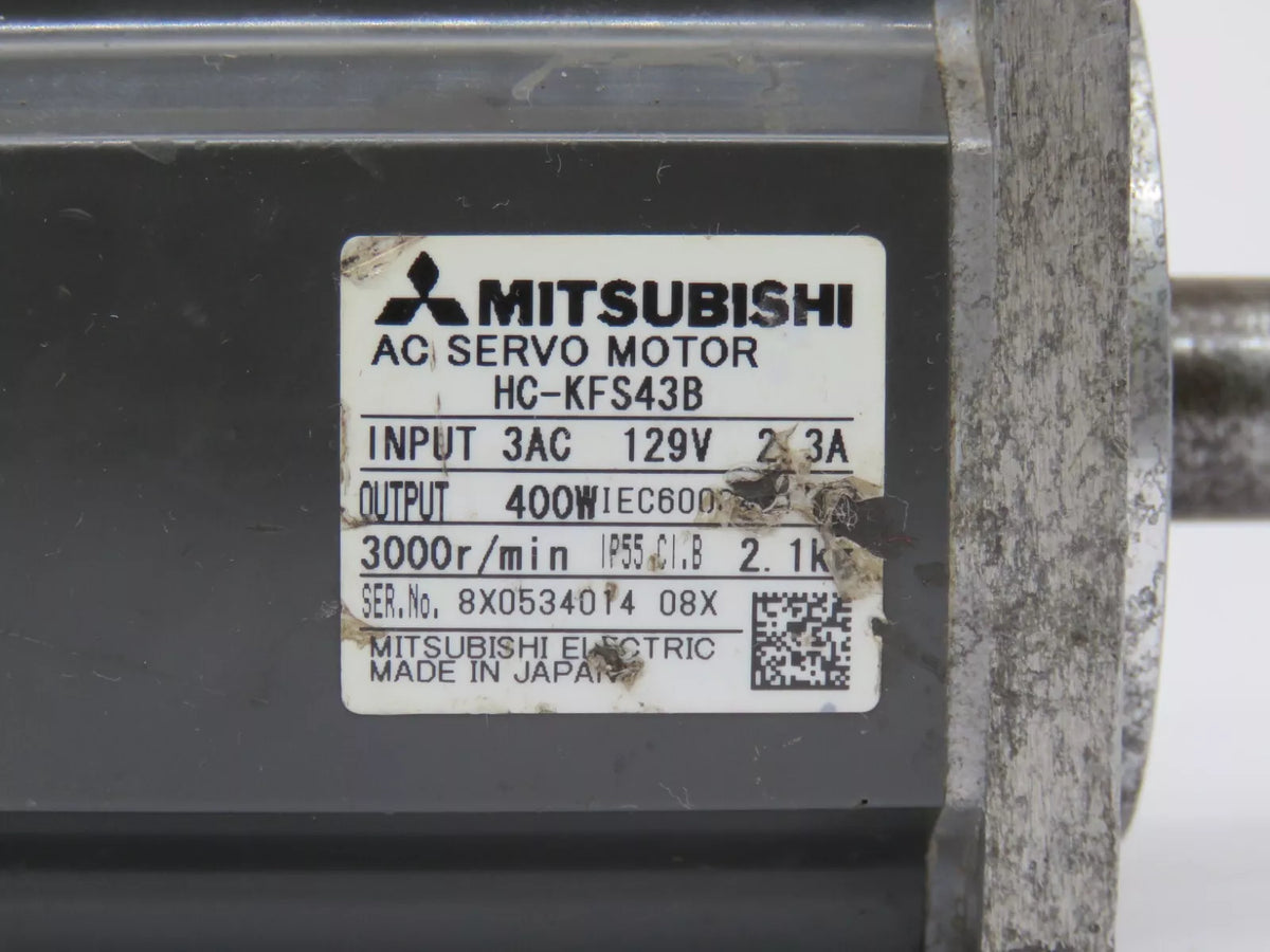 MITSUBISHI HC-KFS43B AC Servo Motor 2.3A 3-Phase 129VAC 3000 RPM