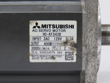 MITSUBISHI HC-KFS43B AC Servo Motor 2.3A 3-Phase 129VAC 3000 RPM
