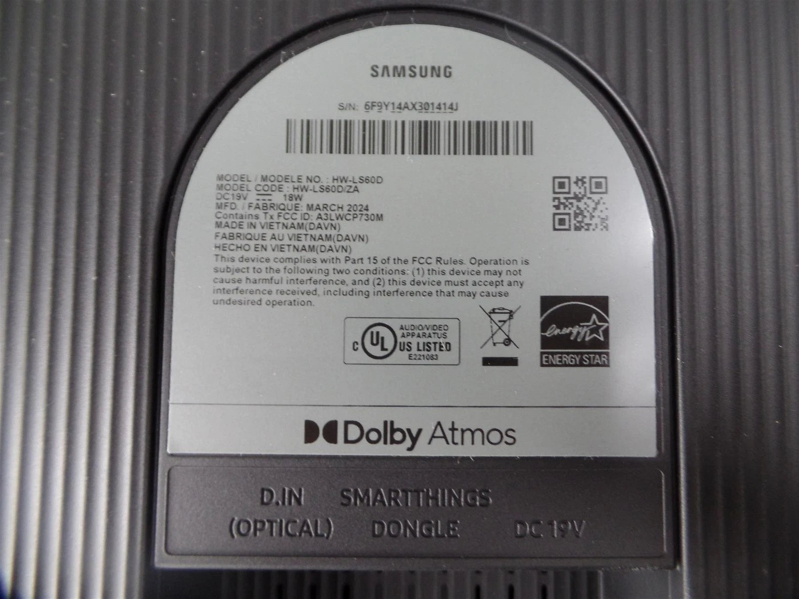 Samsung LS60D Music Frame Smart with Dolby Atmo Audio - Free Shipping