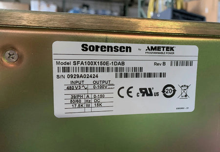 Sorensen SFA 100-150 High Slew Rate Current Source 100V 150A SFA100/150E-1DAB