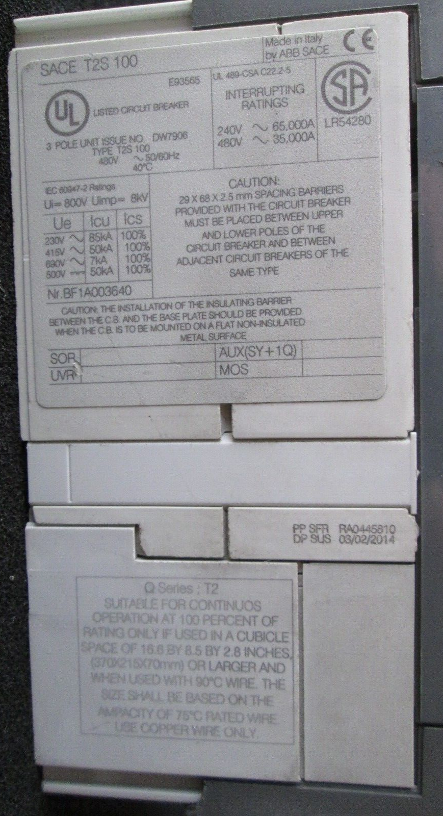 Tmax 3 Pole Circuit Breaker