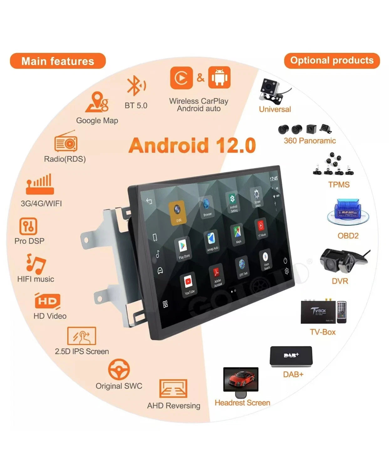 Android Car Radio 2Din Stereo for Land Rover Range Rover Sport L494 2014-2017