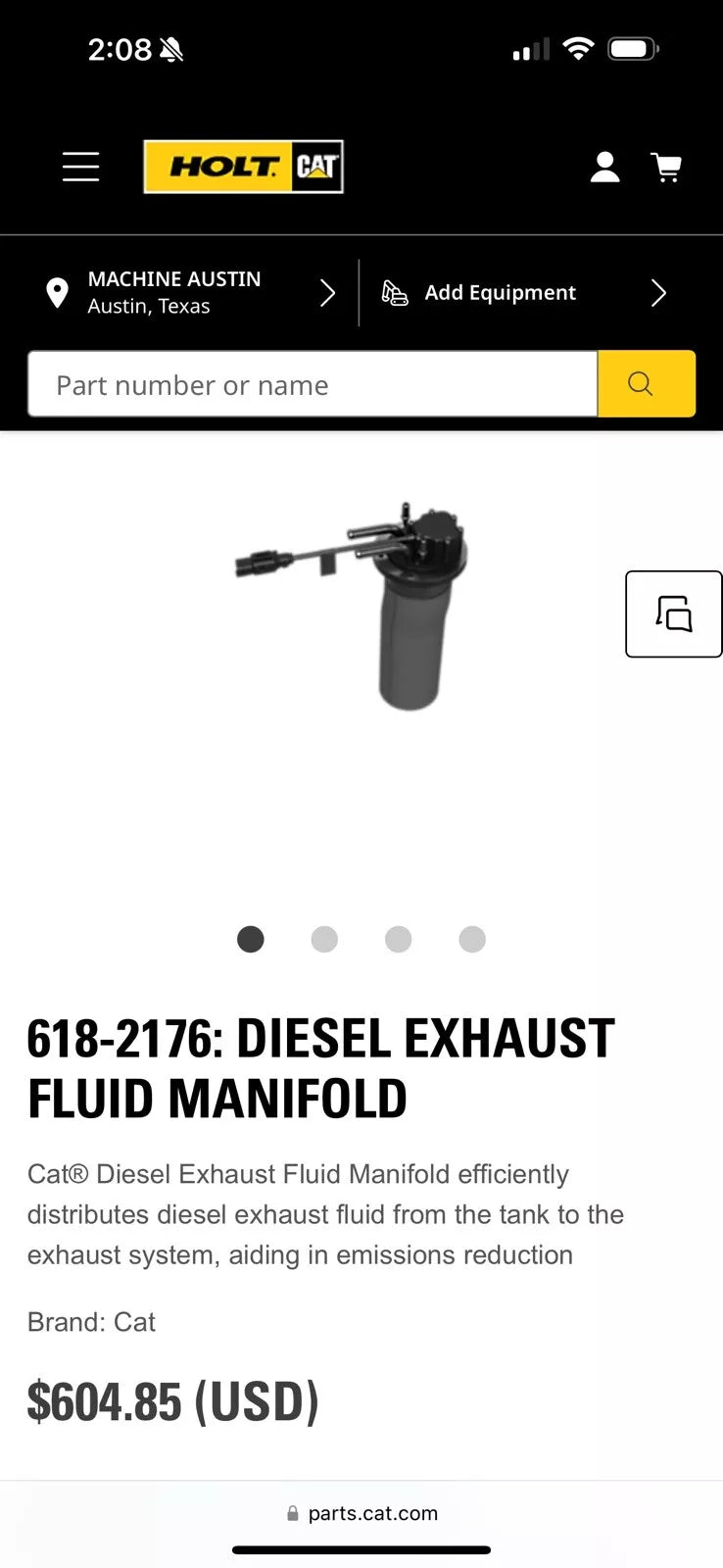 CAT 618-2176 Diesel Exhaust Fluid Manifold / New Sealed