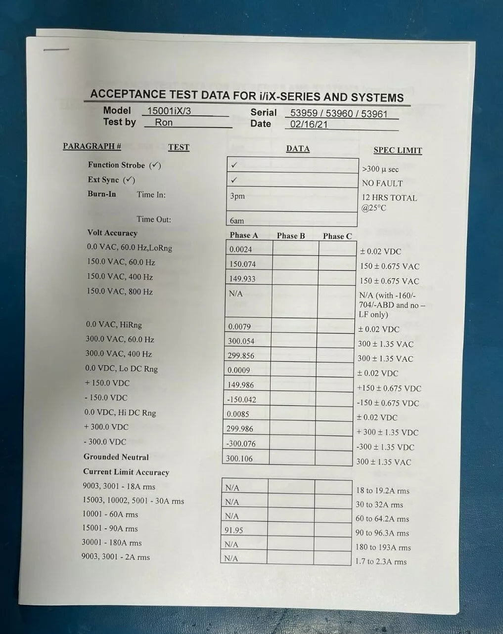 California Instruments/Ametek 15001iX 15 KVA AC Power Source Calibration by OEM