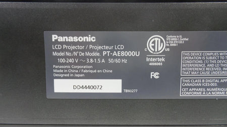 Panasonic PT-AE8000 Full HD 3D Home Cinema Projector - Lamp Timer : 1400 Hrs