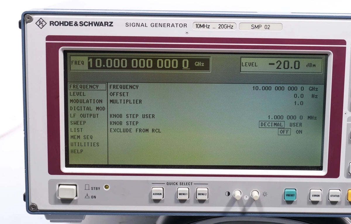 Rohde & Schwarz SMP 02 Signal Generator 10 kHz to 20 GHz B11 1035.5505.02
