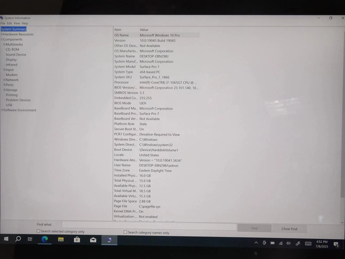 Microsoft Surface Pro 7 1866 Core i7-1065G7 1.3GHz 16GB 256GB Win 10 Pro