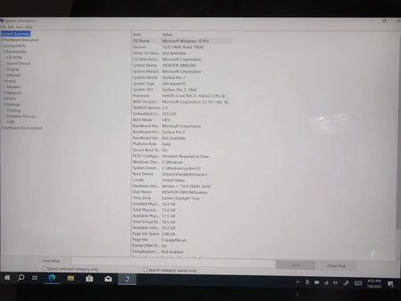Microsoft Surface Pro 7 1866 Core i7-1065G7 1.3GHz 16GB 256GB Win 10 Pro