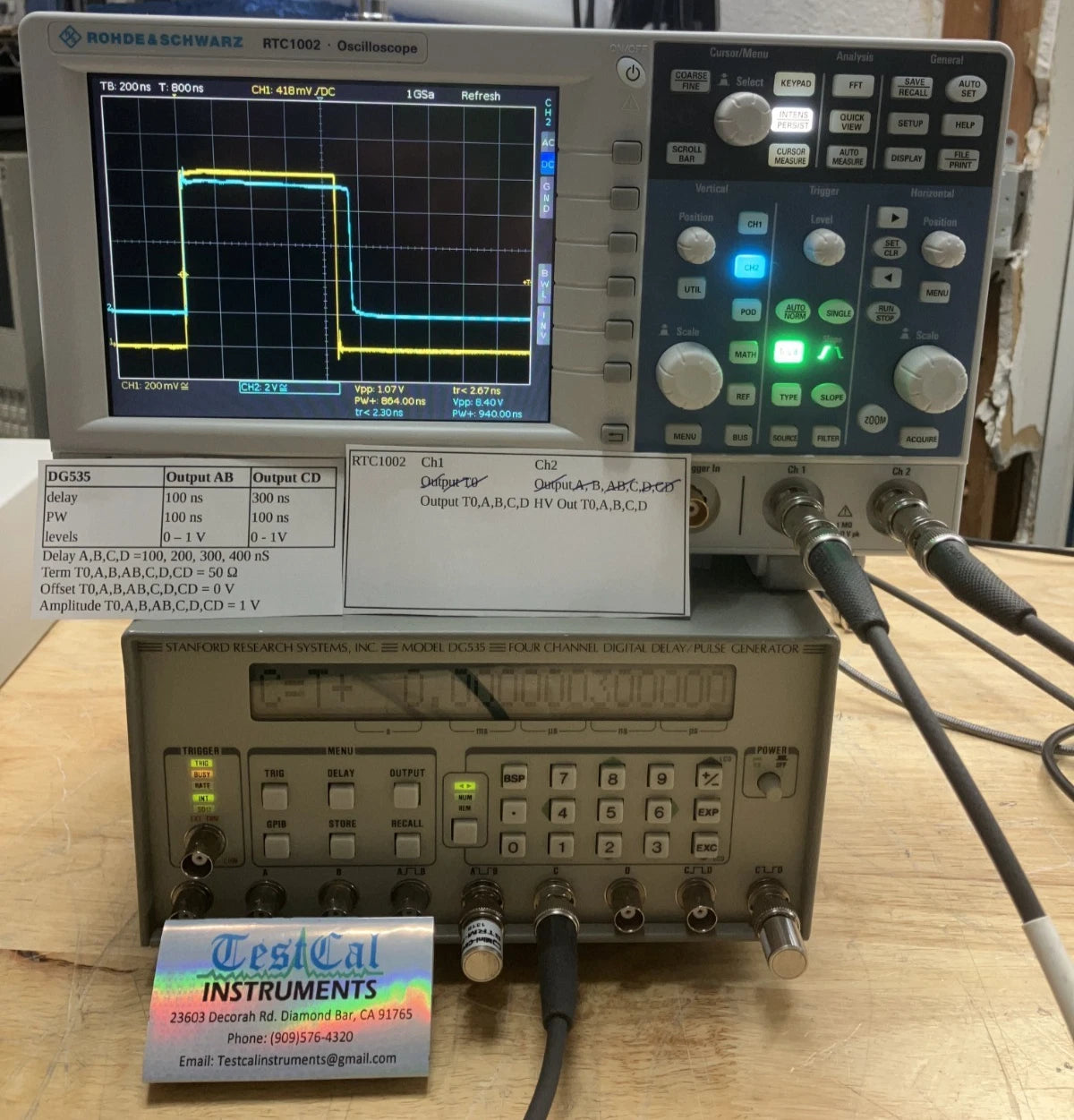 Stanford Research DG535 High-Precision Delay and Pulse Generator with Calibration Data