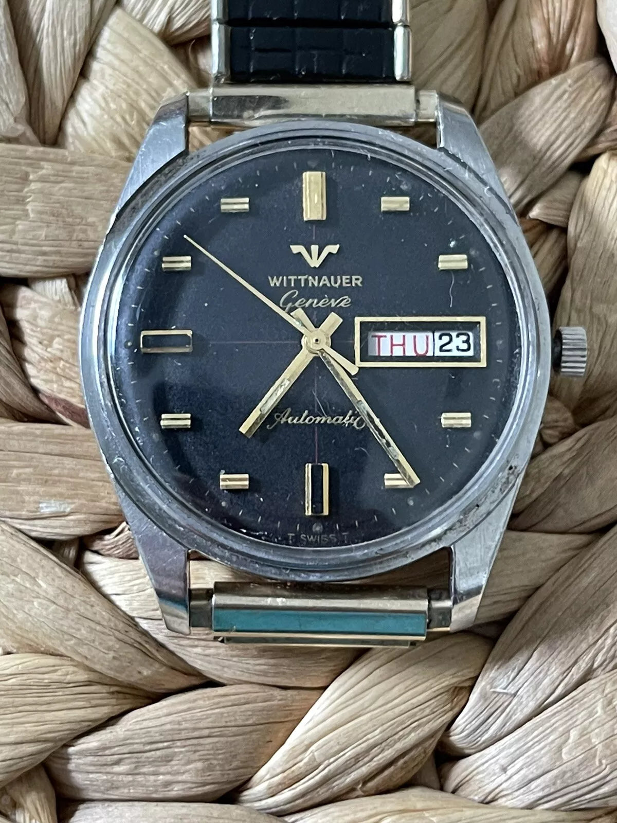 Vintage Wittnauer Automatic Men's Watch Stainless + 10k Gold Cap