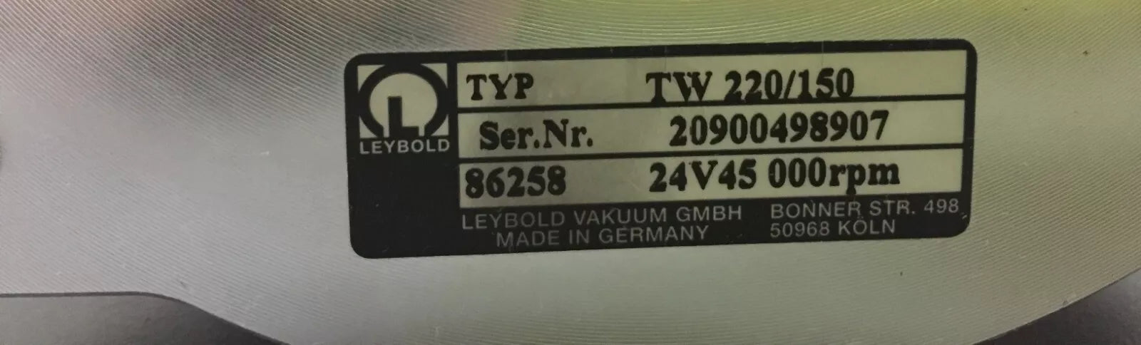 Leybold Vacuum GmbH TW220/150 Turbomolecular Vacuum Pump