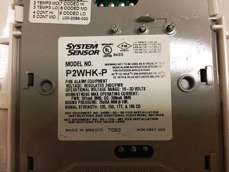 System Sensor P2WHK-P Horn Strobe