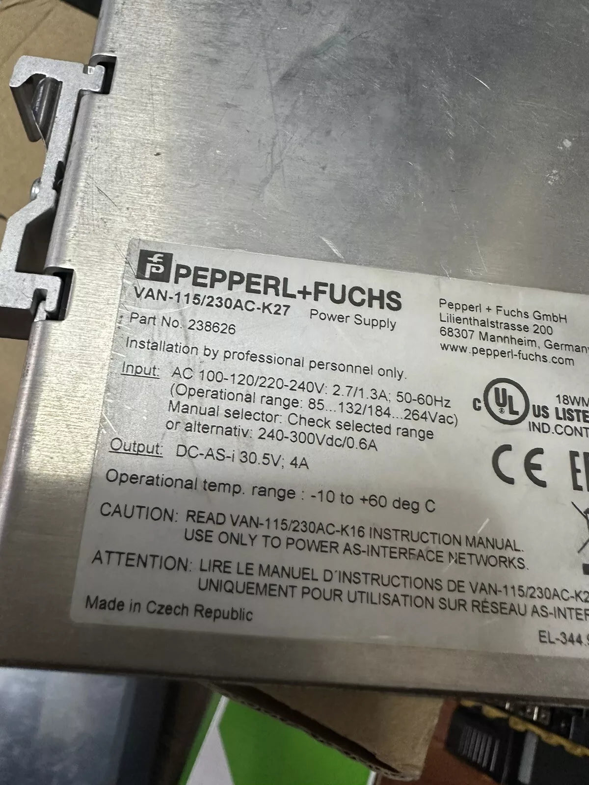 Pepperl+Fuchs VAN-115/230AC-K27 238626 AS-i Power Supply (USED)