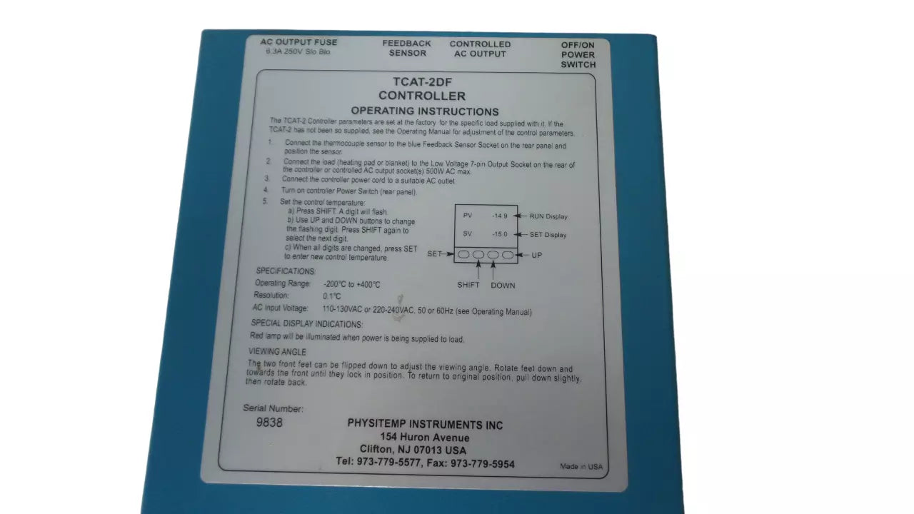 PHYSITEMP TCAT-2DF Controller with Advanced Temperature Control Features