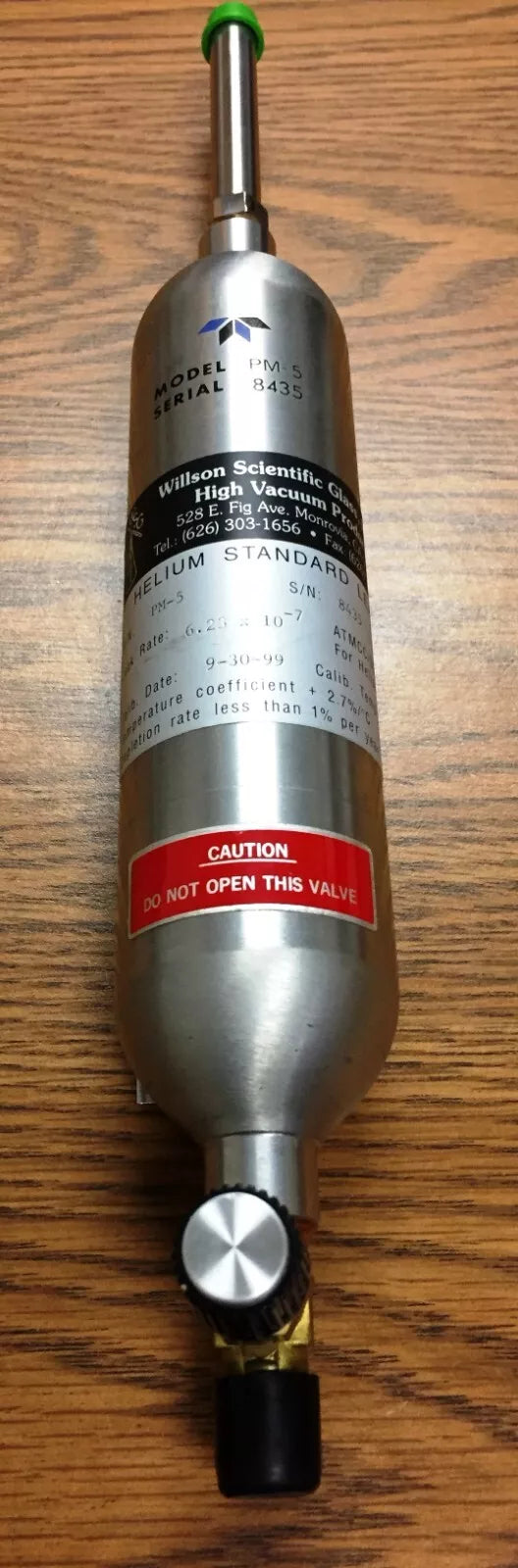 Wilson Scientific PM-5 Helium Leak Standard 6.23 x 10⁻7 Leak Rate