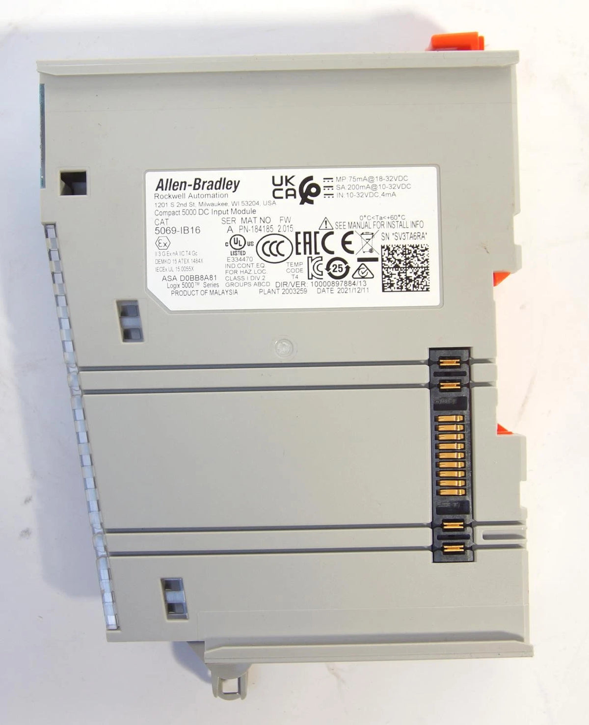 Allen Bradley 5069-IB16 Ser A Compact 5000 DC Input Module PN-184185 V2.015