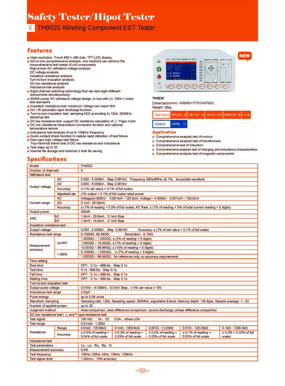 Tonghui TH9520 Winding Magnetic Component EST Tester Analyzer - XG eqpt