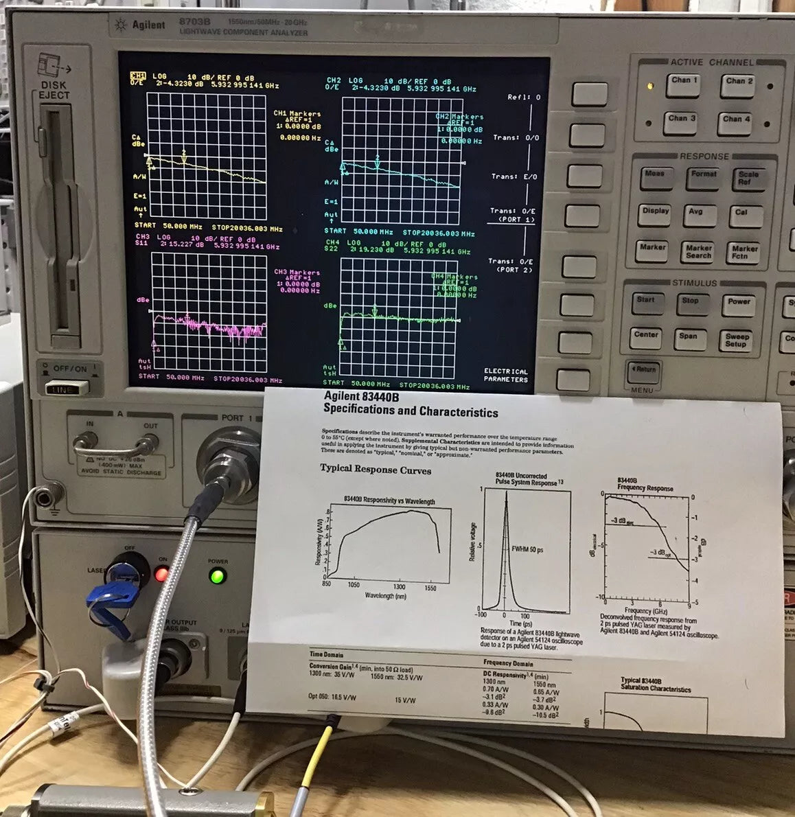 Agilent 8703B 8720ES Lightwave Component Network Analyzer 50MHz-20GHz OPT:155