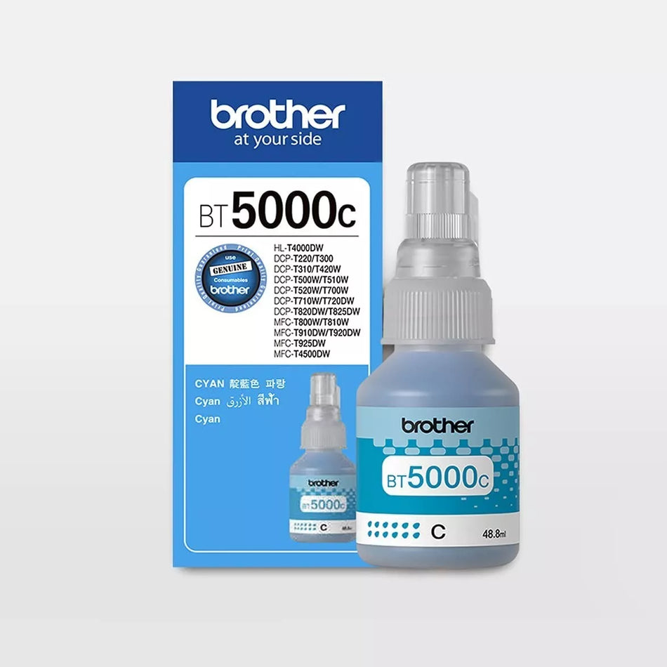 Brother BT5000C Cyan Ink Bottle - High-Yield Genuine Refill